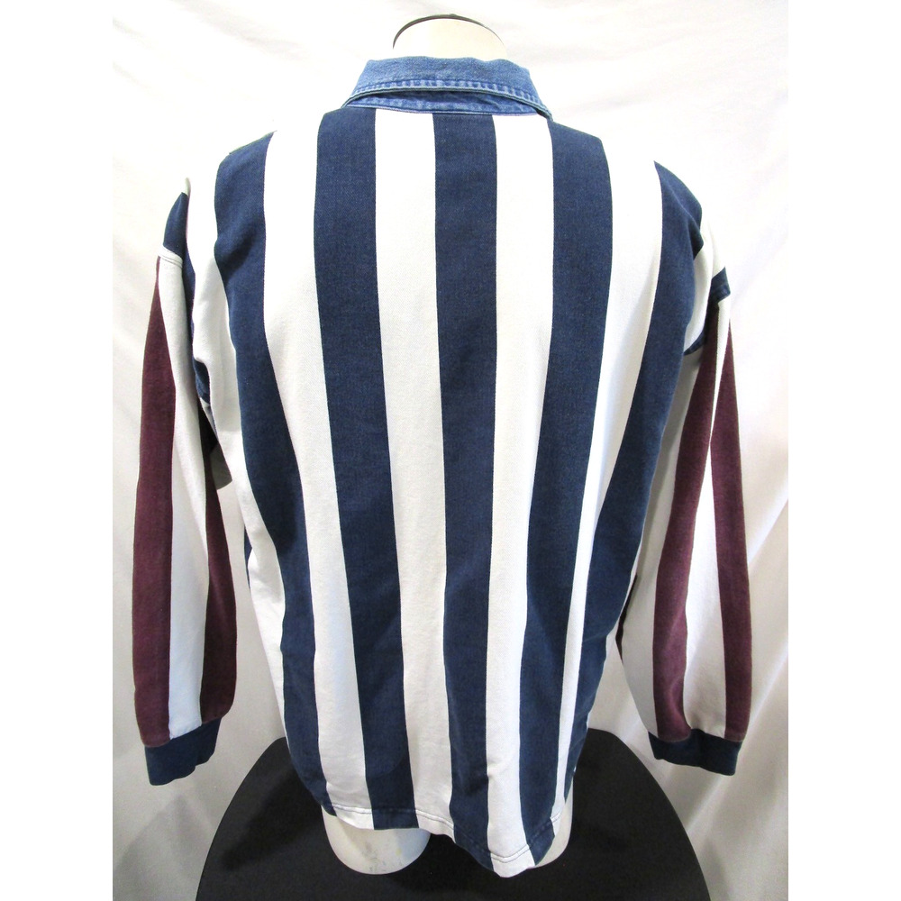 VTG 90s Structure Multicolor Striped LS Rugby Polo Shirt Men Sz L Md in USA - Picture 7 of 8